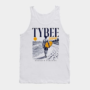 Vintage Surfing Tybee Island, Georgia // Retro Surfer Sketch // Surfer's Paradise Tank Top